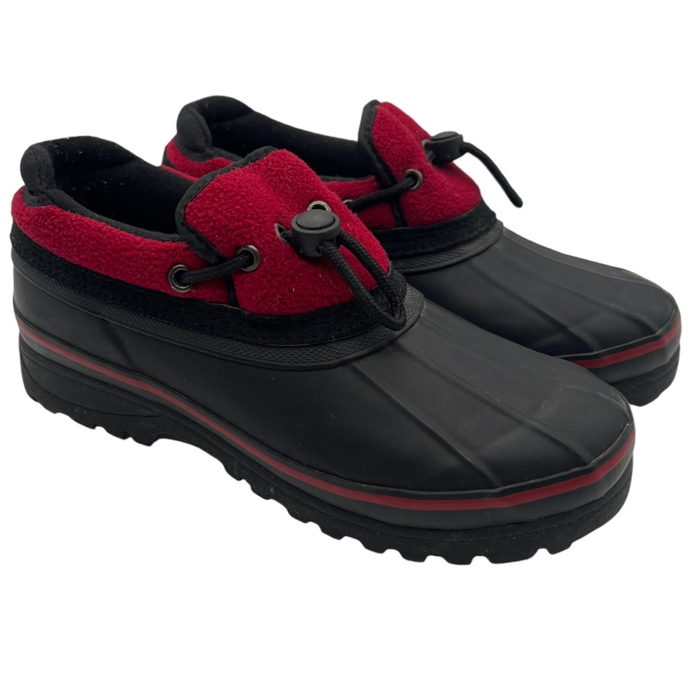 Bass Woman's Sz 9 Toledo Duck Shoes Leather Upper Dew Drop Cinch Toggle Red